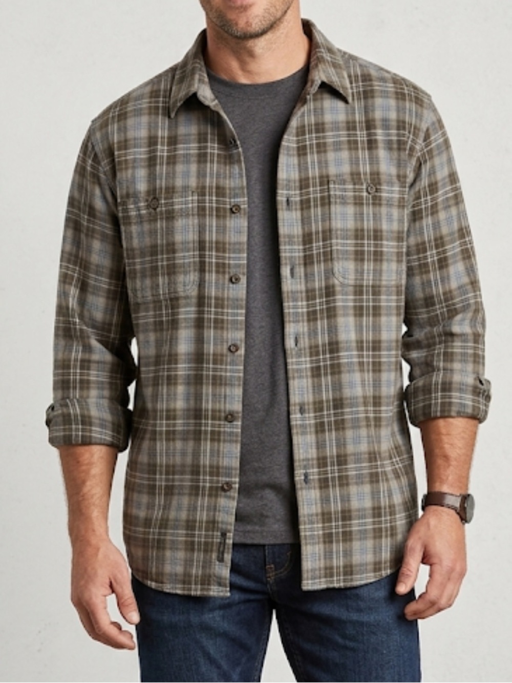Duluth Trading 100% Cotton Long Sleeve Flannel Button Down Shirt Large Workwear